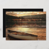 Primitive Holzkornreflexion Lake House Canoe Einladung (Vorne/Hinten)
