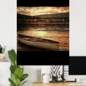 Primitive Holzkornreflexion Lake House Canoe Poster (Heimbüro)