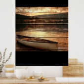Primitive Holzkornreflexion Lake House Canoe Poster (Küche)