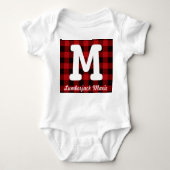 Primitive Hütte Roter Büffel Karierter Lumberjack Baby Strampler (Vorderseite)