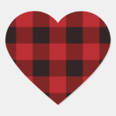 Primitive Hütte Roter Büffel Karierter Lumberjack Herz-Aufkleber (Vorderseite)