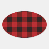 Primitive Hütte Roter Büffel Karierter Lumberjack Ovaler Aufkleber (Vorderseite)