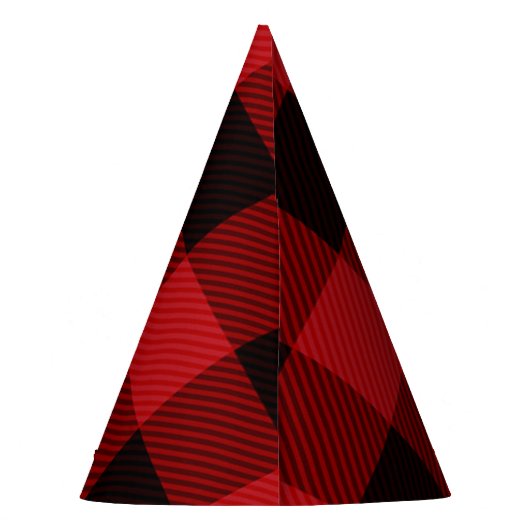 Primitive Hütte Roter Büffel Karierter Lumberjack Partyhütchen (Rückseite)