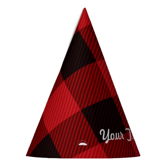 Primitive Hütte Roter Büffel Karierter Lumberjack Partyhütchen (Links)