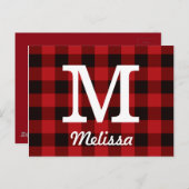 Primitive Hütte Roter Büffel Karierter Lumberjack Postkarte (Vorne/Hinten)