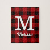 Primitive Hütte Roter Büffel Karierter Lumberjack Puzzle (Vertikal)