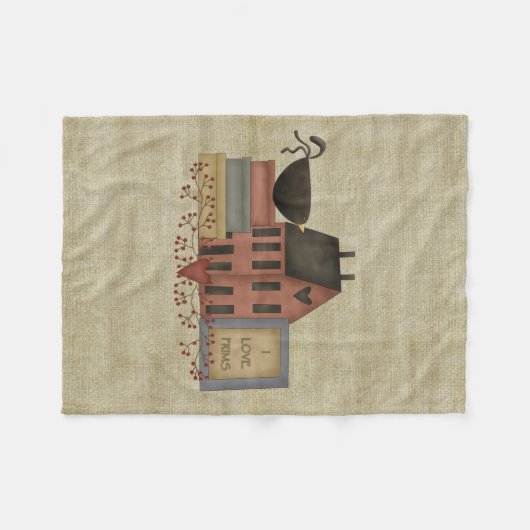 Primitive "I Liebe Prims"-Fleece Fleecedecke (Vorderseite (Horizontal))