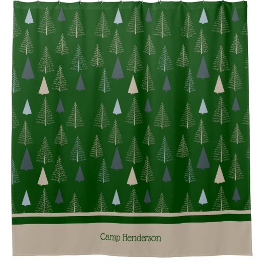 Primitive Kiefern auf dunkelgrün Duschvorhang (Vorderseite)