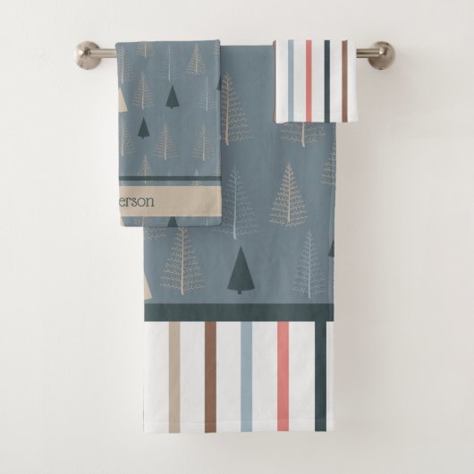 Primitive Kiefern auf Grau Badhandtuch Set (Insitu)