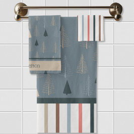 Primitive Kiefern auf Grau Badhandtuch Set