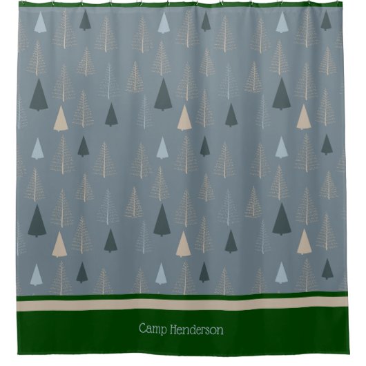 Primitive Kiefern auf Grau Duschvorhang (Vorderseite)