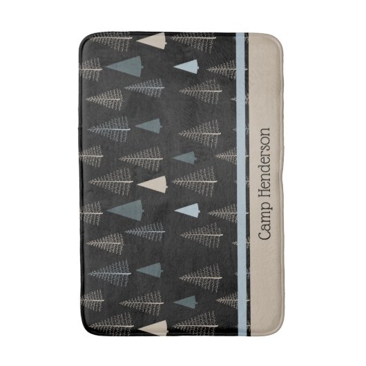 Primitive Kiefern auf schwarz Badematte (Vorderseite Vertikal)