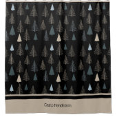 Primitive Kiefern auf schwarz Duschvorhang (Vorderseite)