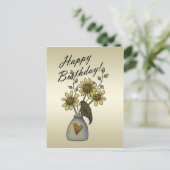 Primitive Krähen Sonnenblumen Geburtstag Postkarte (Stehend Vorderseite)