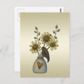Primitive Krähen Sonnenblumen Postkarte (Vorne/Hinten)