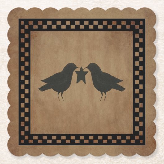 Primitive Krähen Untersetzer (Vorderseite)