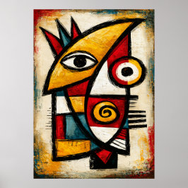 Primitive kubistische Maske, fett, abstrakte Geome Poster