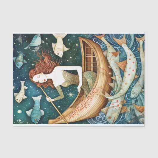 Primitive Meerjungfrau mit entfärbter Fisch Seidenpapier (Vorderseite)