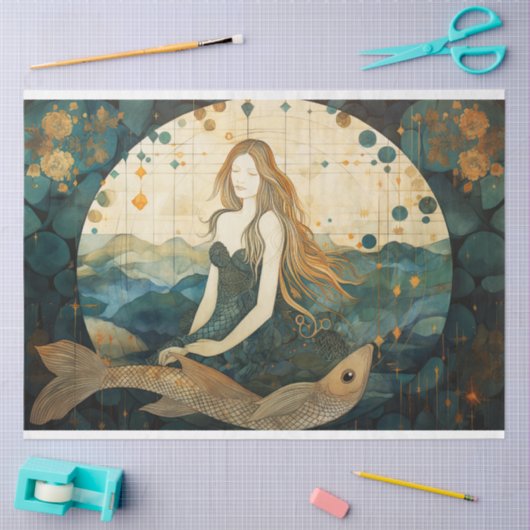 Primitive Meerjungfrau mit Entkopplung des Fischme Seidenpapier (Basteln)