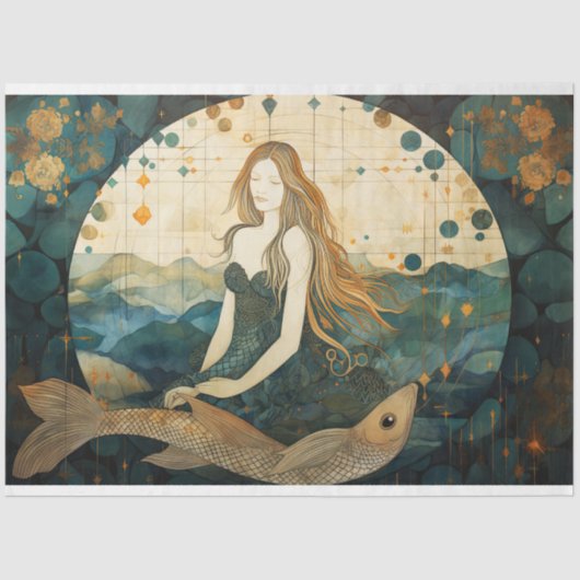 Primitive Meerjungfrau mit Entkopplung des Fischme Seidenpapier (Vorderseite)