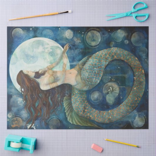 Primitive Meerjungfrau & Mondmalerei Dekoupage Seidenpapier (Basteln)