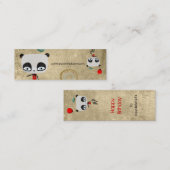 Primitive Panda-Bär-Vogelfee glücklicher Geburtsta Mini Visitenkarte (Vorne/Hinten)