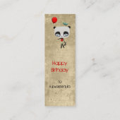 Primitive Panda-Bär-Vogelfee glücklicher Geburtsta Mini Visitenkarte (Rückseite)