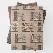 Primitive Papers - Wynter Welcome Snowmen - Plaid Geschenkpapier Set (Beispiel)