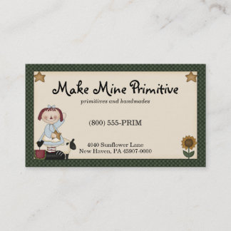 Primitive Puppe mit Gold Star Business Card Visitenkarte