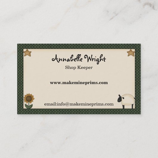 Primitive Puppe mit Gold Star Business Card Visitenkarte (Rückseite)