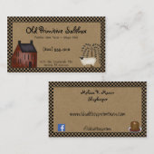 Primitive Red Saltbox House & Sheep Editable Visitenkarte (Vorne/Hinten)