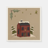 Primitive Rote Kolonialzeit im Schnee Serviette (Vorderseite)