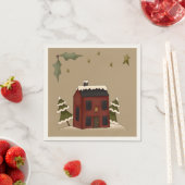 Primitive Rote Kolonialzeit im Schnee Serviette (Beispiel)