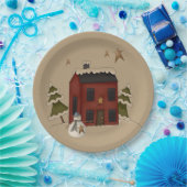 Primitive rote Kolonialzeit mit Schneemann Pappteller (Party)