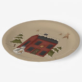 Primitive rote Kolonialzeit mit Schneemann Pappteller (Schrägansicht)