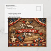 Primitive Rustic Independence Day Feiertagspostkarte (Vorne/Hinten)