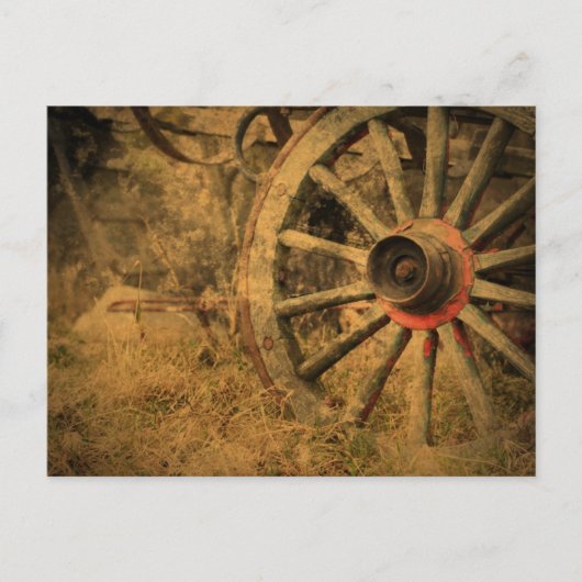 Primitive Rustic Western Country Wagon Wheel Postkarte (Vorderseite)