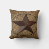Primitive rustikale Burlap Western Land texas star Kissen (Vorderseite)
