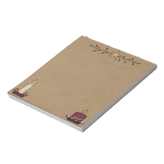 Primitive rustikale Note Pad mit Kerzen & Berries Notizblock (Rotiert)