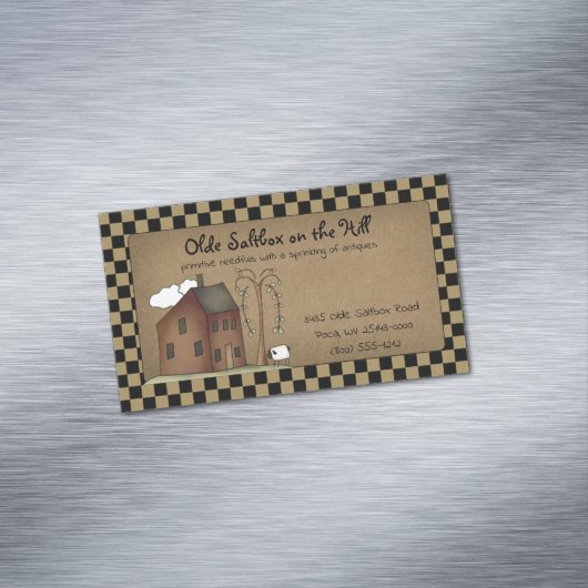 Primitive Rustikale Saltbox auf Kraft Magnetische Visitenkarte (Beispiel)