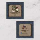 Primitive Rusty Stars Country Rag Doll Kraft Quadratische Visitenkarte (Vorne/Hinten)