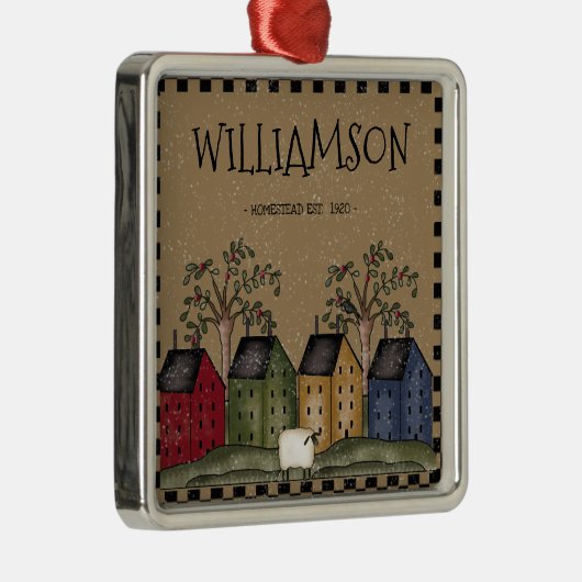 PRIMITIVE SALTBOX HOUSE FAMILIENNAME RUSTIK ORNAMENT AUS METALL (Rechts)