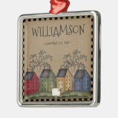 PRIMITIVE SALTBOX HOUSE FAMILIENNAME RUSTIK ORNAMENT AUS METALL (Links)