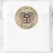 Primitive Saltbox House Round Aufkleber (Tasche)