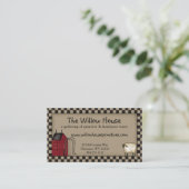 Primitive Saltbox House und Willow Tree bearbeitba Visitenkarte (Stehend Vorderseite)