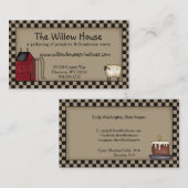 Primitive Saltbox House und Willow Tree bearbeitba Visitenkarte (Vorne/Hinten)