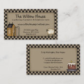 Primitive Saltbox House und Willow Tree bearbeitba Visitenkarte (Vorne/Hinten)