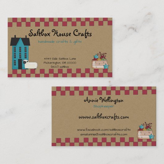 Primitive Saltbox House-Visitenkarte Visitenkarte (Vorne/Hinten)