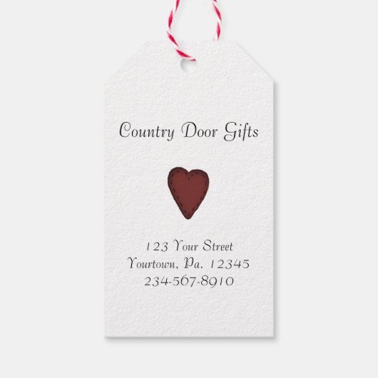 Primitive Schlagwörter für Herzgeschenke Geschenkanhänger (Rückseite)