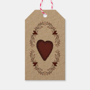 Primitive Schlagwörter für Herzgeschenke Geschenkanhänger